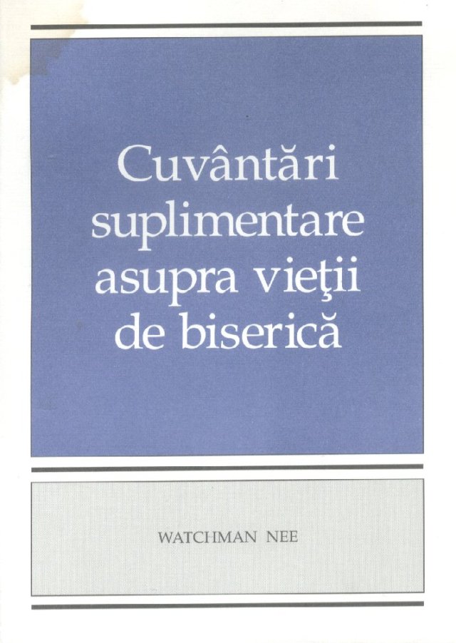 Cuvantari suplimentare asupra vietii de biserica suplim